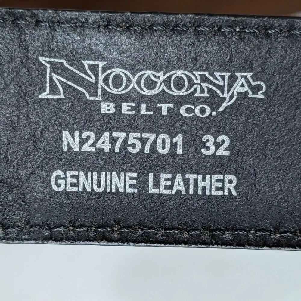 Nocona Mens Leather Western Belt Size 32 (S) Brown Black Southwest Silver Buckle